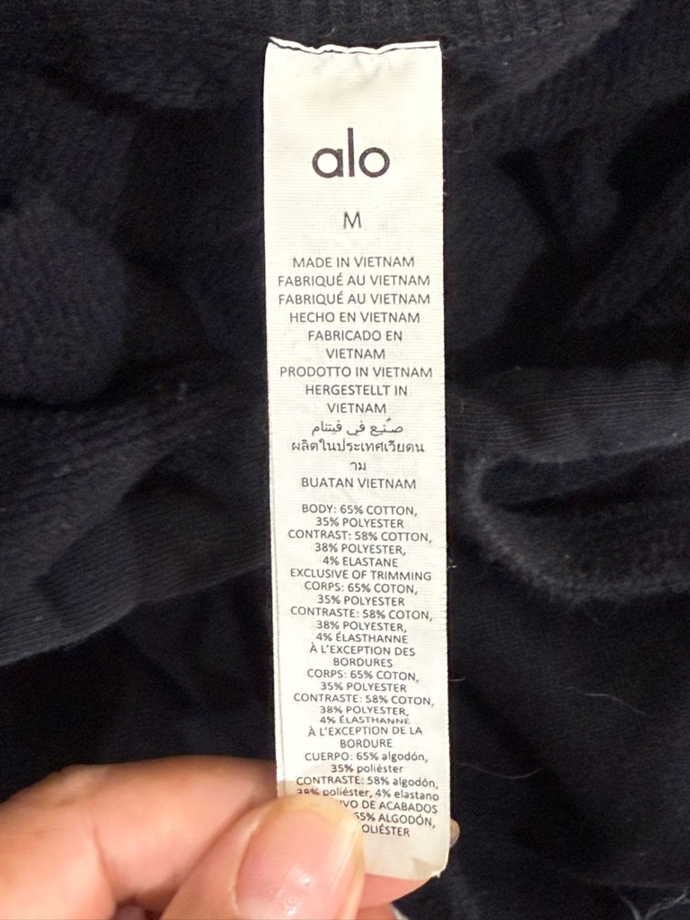 ALO Yoga Black Pullover Hoodie with White Logo - Picture 2 of 4